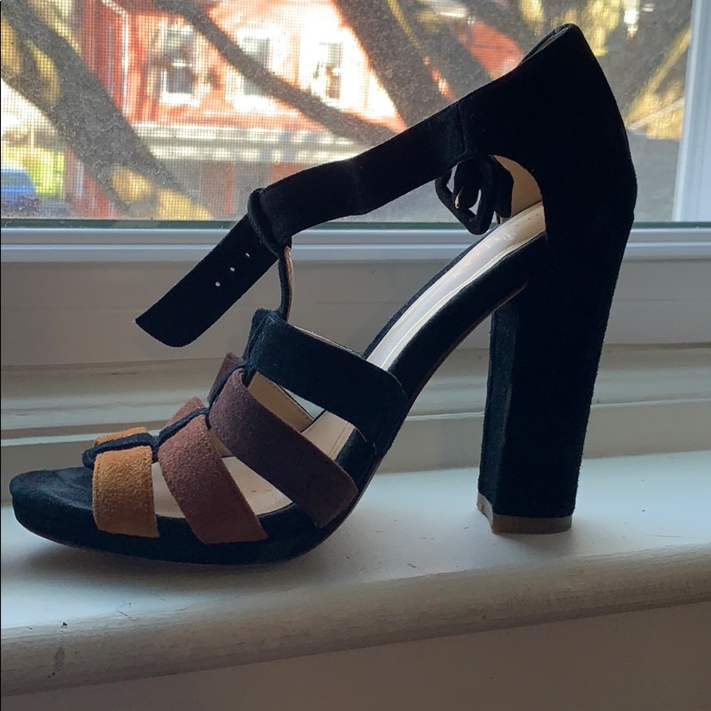 Cole Haan Chunky Heel Suede Heels